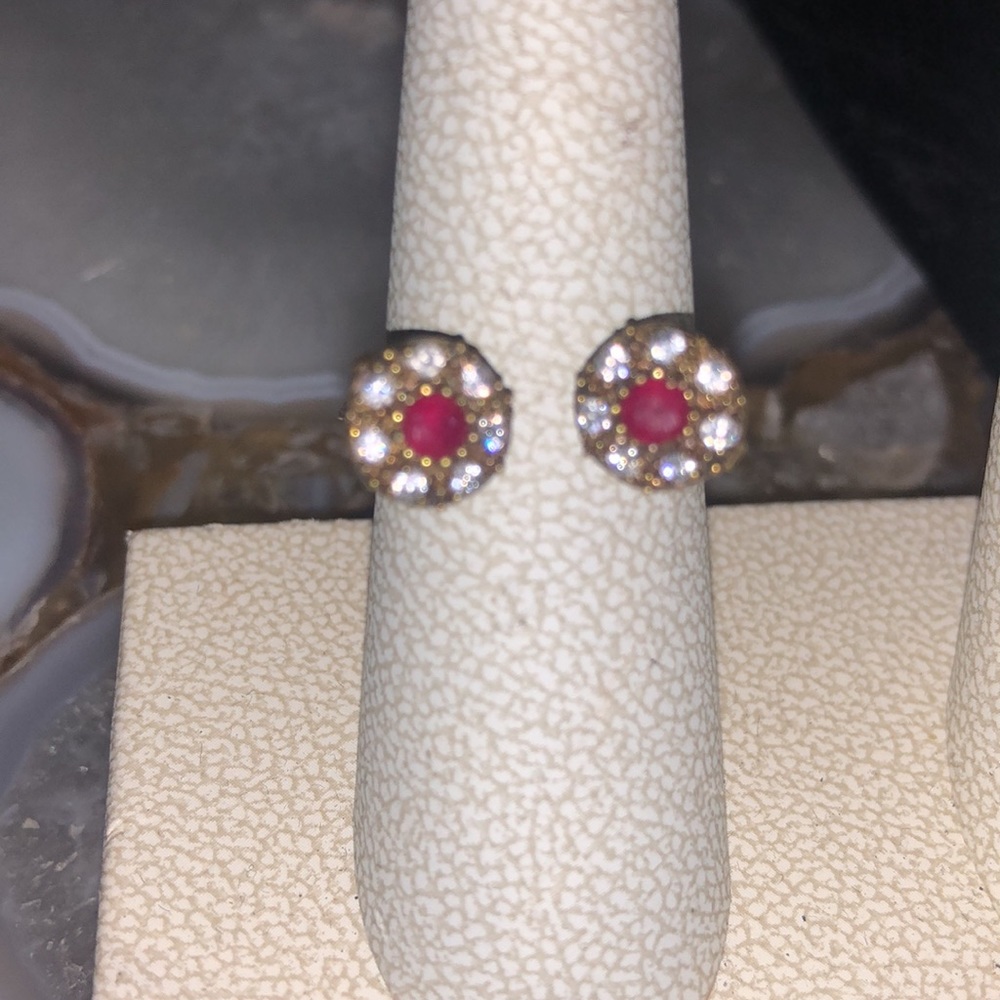 Genuine Turkish Ruby and Cubic Zirconia Sterling Silver Ring-Adjustable